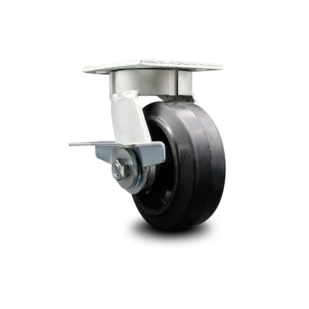 Service Caster 5 Inch Kingpinless Rubber on Steel Wheel Swivel Caster with Brake SCC-KP30S520-RSR-SLB